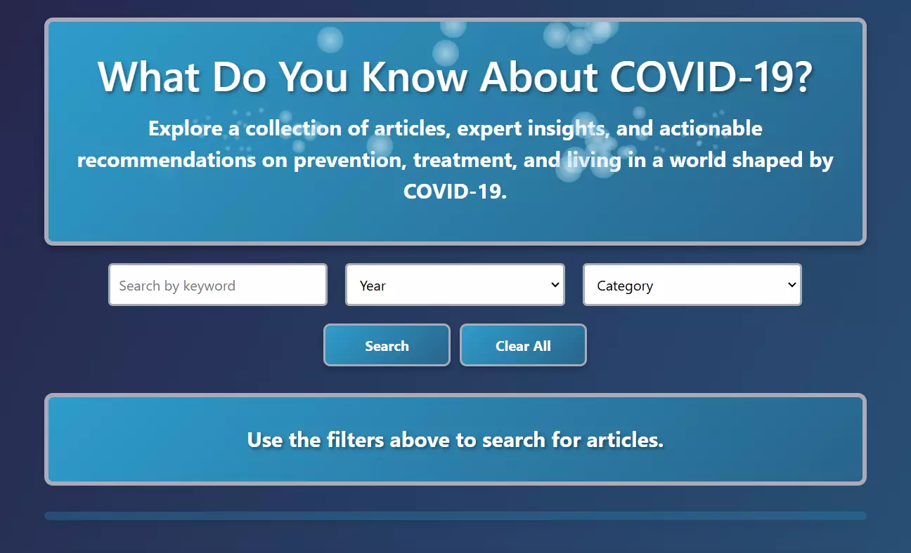 A screenshot of the 'What Do You Know About COVID-19?' project.